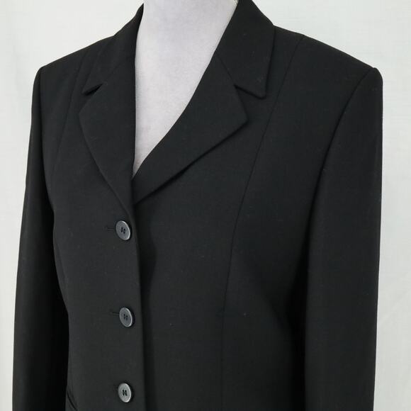 St Michael Marks & Spencer Jacket Womens 12 Wool Black Long Blazer Lined Career - Picture 8 of 15